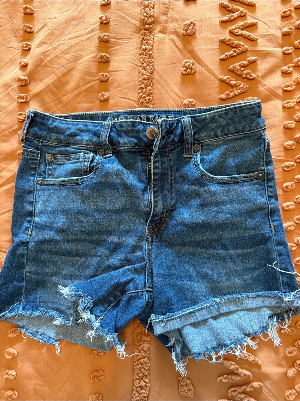 American Eagle Outfitters Distressed High-Rise Denim Shorts - Blue